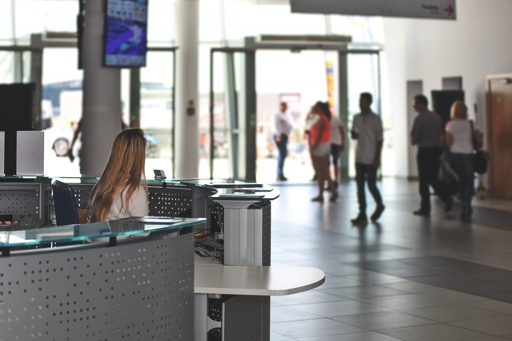 Front desk or receptionist positions often have lower responsibilities and lower salaries than management positions in the same company.